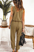 Deep V-Neck Sleeveless Solid Jumpsuit